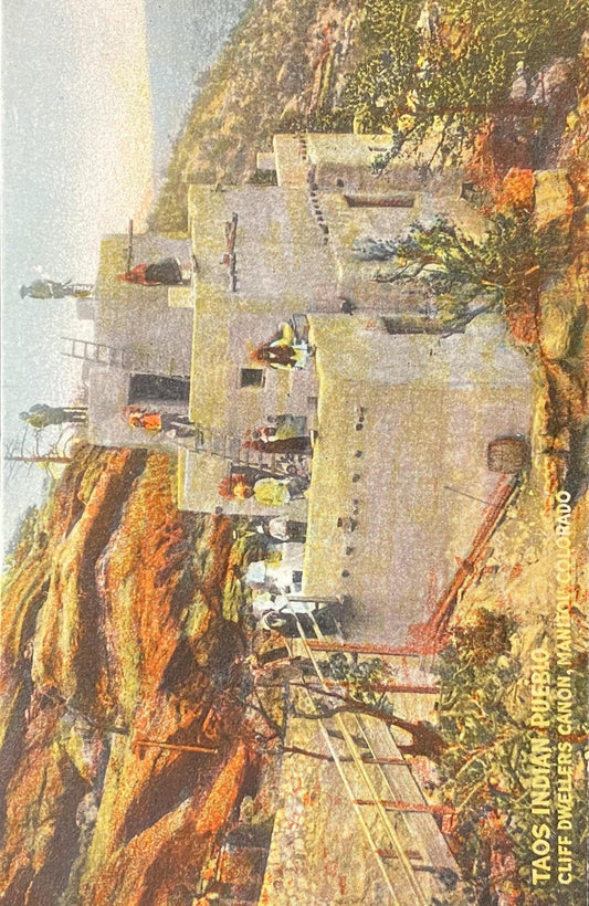 Taos Indian Pueblo - Cliff Dwellers Canon - Manitou, Colorado - Vintage Postcard