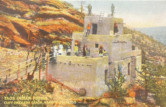 Taos Indian Pueblo - Cliff Dwellers Canon - Manitou, Colorado - Vintage Postcard