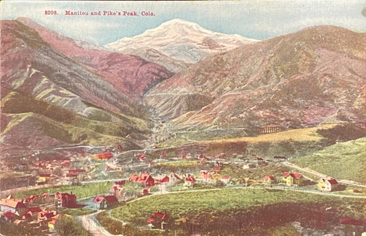 Manitou and Pike's Peak, Colo. - Vintage postcard