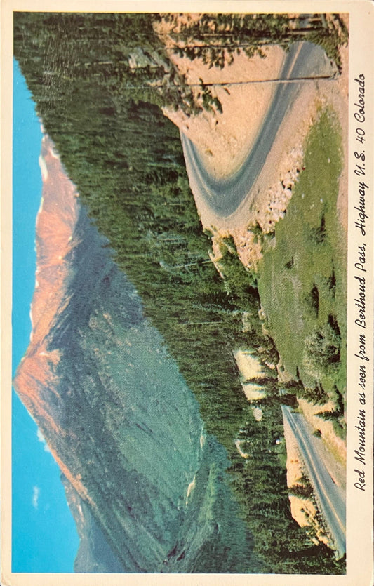 Red Mountain as seen from Berthoud Pass, Highway U.S. 40 Colorado - Vintage postcard