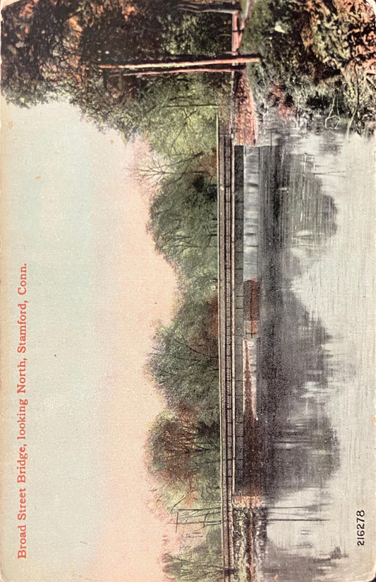 Brand Street Bridge - looking North - Stamford, Conn. - Vintage Bridge Postcard