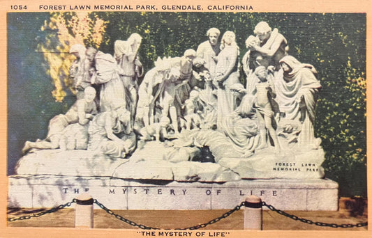 Forest Lawn Memorial Park, Glendale, California - "The Mystery of Life" - Vintage Park Postcard