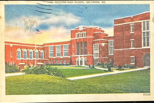 Western High School, Baltimore, Maryland - Linen Vintage Postcard