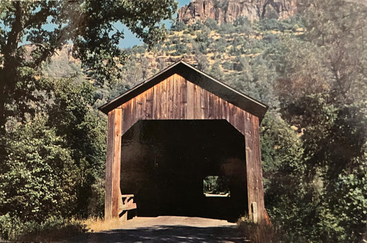 Honey Run Covered Bridge near Chico, California  - Vintage Covered Bridge Postcard