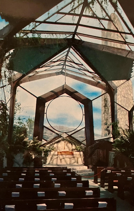 Wayfarers’ Chapel - Portuguese Bend, California - Frank Lloyd Wright Designed Church, Photo: Geo E. Watson - Vintage Church Postcard