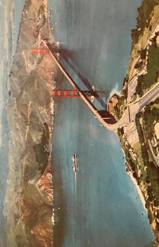 The Golden Gate - San Francisco, California - Three Stamps - Vintage Bridge Postcard