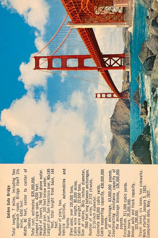 Facts about the Golden Gate Bridge in San Francisco, California - Vintage Bridge Postcard