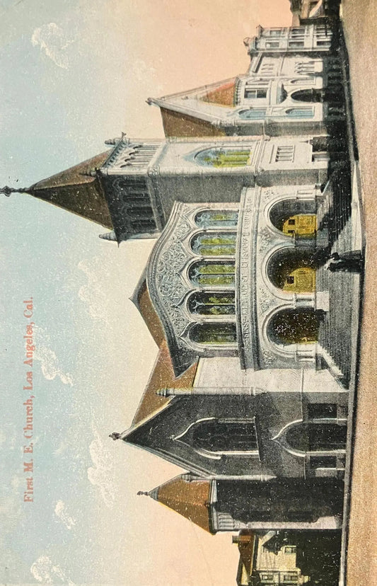 First Methodist Episcopal Church, Los Angeles, Cal. - Vintage 1910 California Church Postcard