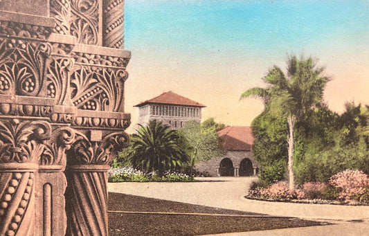 Inner Quadrangle at Stanford University, California - Vintage University Postcard