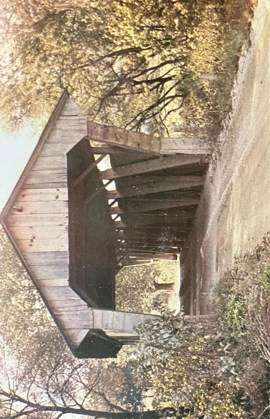 Chambers Road Bridge in Delaware County, Ohio - Photo by E. Hall - Vintage Covered Bridge Postcard