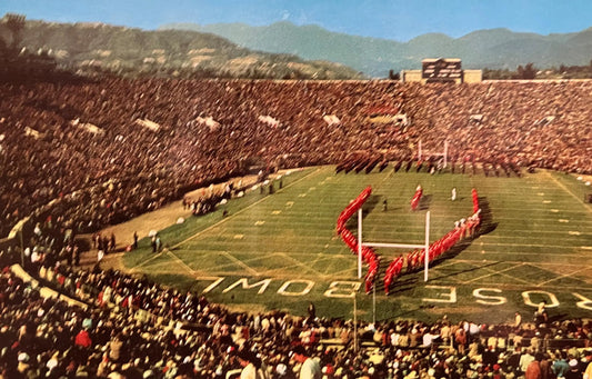 Between the Halves - Rose Bowl, Pasadena, California - Vintage Football Postcard