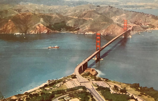 The Golden Gate - San Francisco, California - Three Stamps - Vintage Bridge Postcard