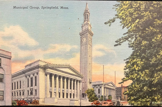 Municipal Group, Springfield, Massachusetts - 1930's Vintage Postcard