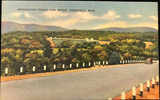 Approaching French King Bridge, Greenfield, Massachusetts - Vintage Postcard