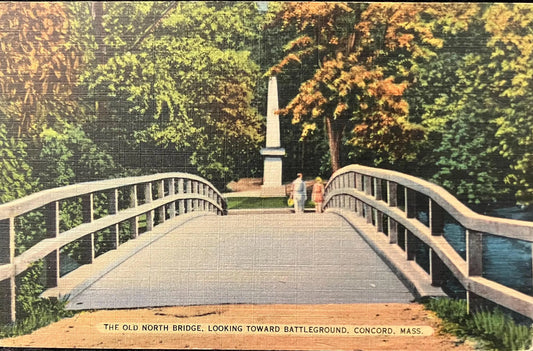 The Old North Bridge, Looking Toward Battleground, Concord, Massachusetts - Vintage History Postcard