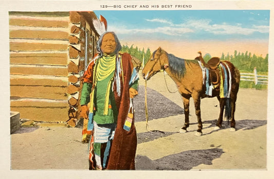 Big Chief and his Best Friend - Vintage Wisconsin Postcard