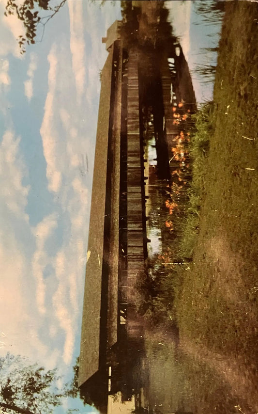 Covered Bridge Double Lane and Pedestrian Walk at Shelburne Museum in Shelburne, Vermont - Vintage 1950s Bridge Postcard