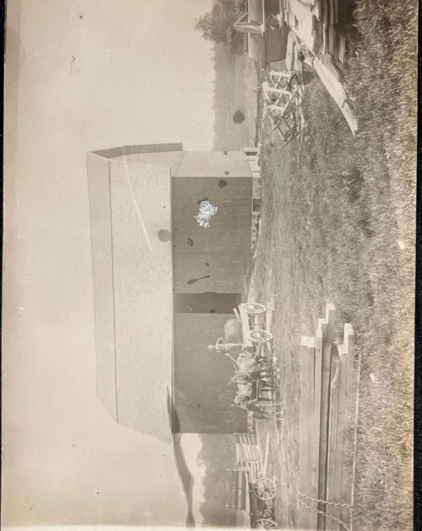 RPPC - Man Driving Wagon Drawn by team of Horses with Colt - Vintage Homestead Postcard