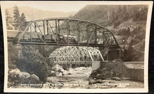RPPC - Tobin Bridges over the Feather River, Train on Bridge, California Eastman's Studio - Vintage Postcard