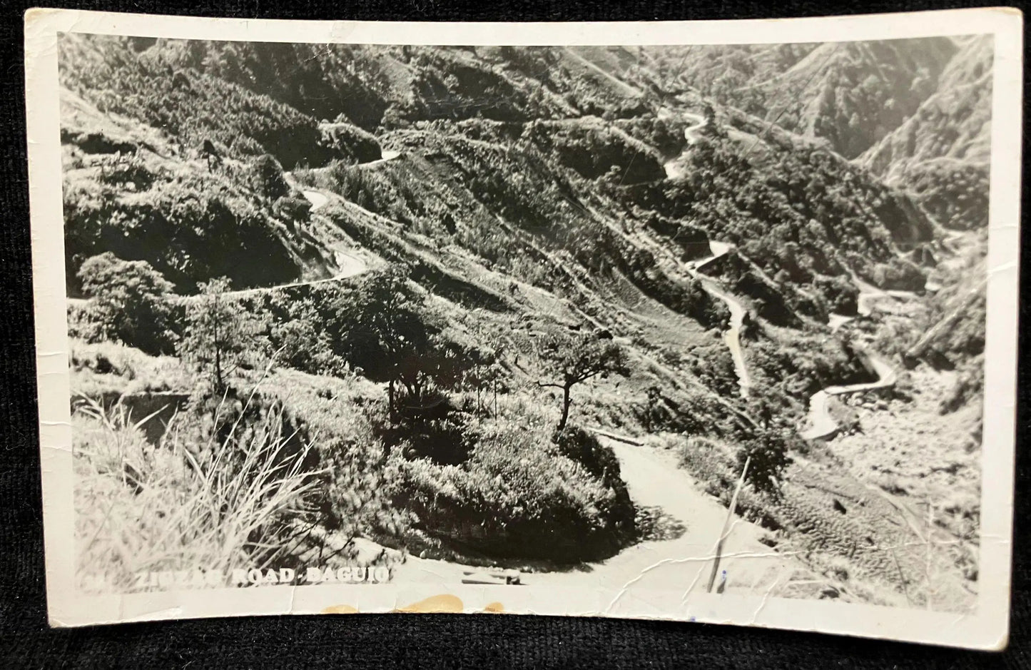 RPPC - Very Curvy Road in Mountain Valley- Baguio, Philippines - Vintage Postcard