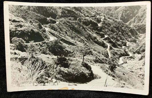 RPPC - Very Curvy Road in Mountain Valley- Baguio, Philippines - Vintage Postcard