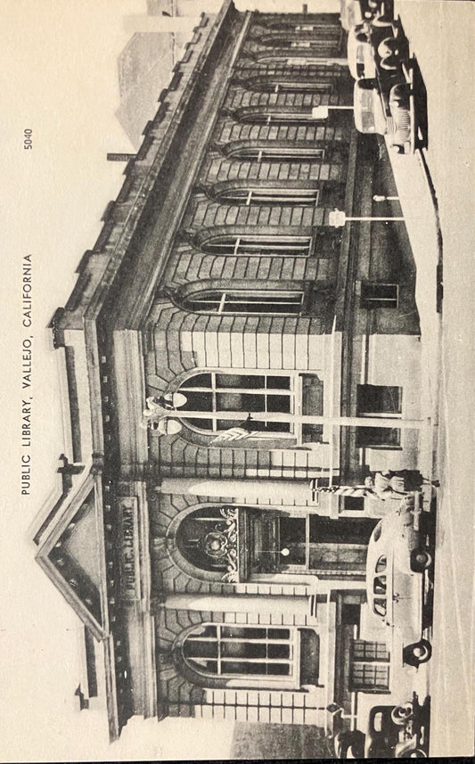 RPPC - Public Library, Vallejo, California - Vintage Library half-tone Photo Postcard