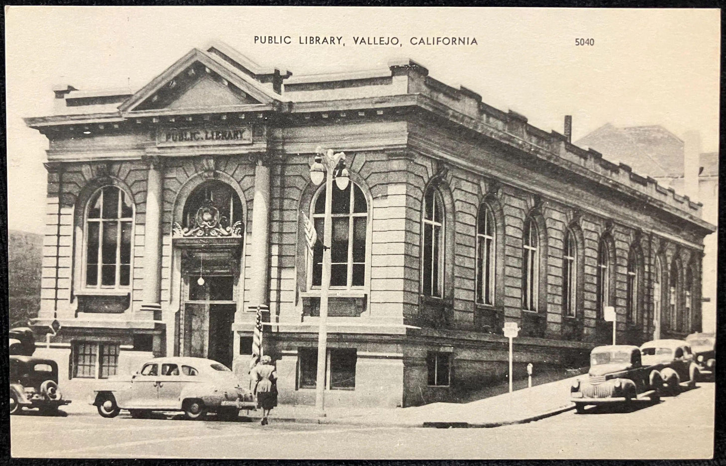 RPPC - Public Library, Vallejo, California - Vintage Library half-tone Photo Postcard