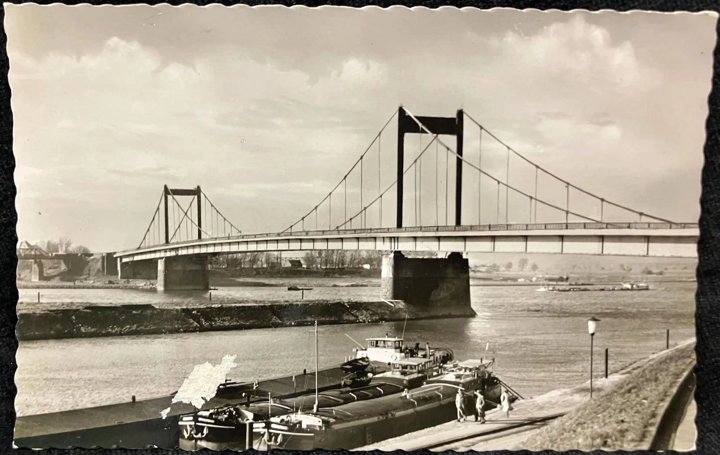 RPPC - Duisburg - Ruhrort. Neue Rheinbrucke 1954 photo - Vintage German Postcard