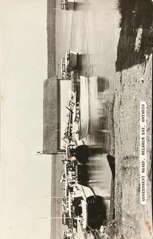 RPPC - Government Wharf, Meldrum Bay, Ontario, Canada in 1927 - Vintage International Postcard