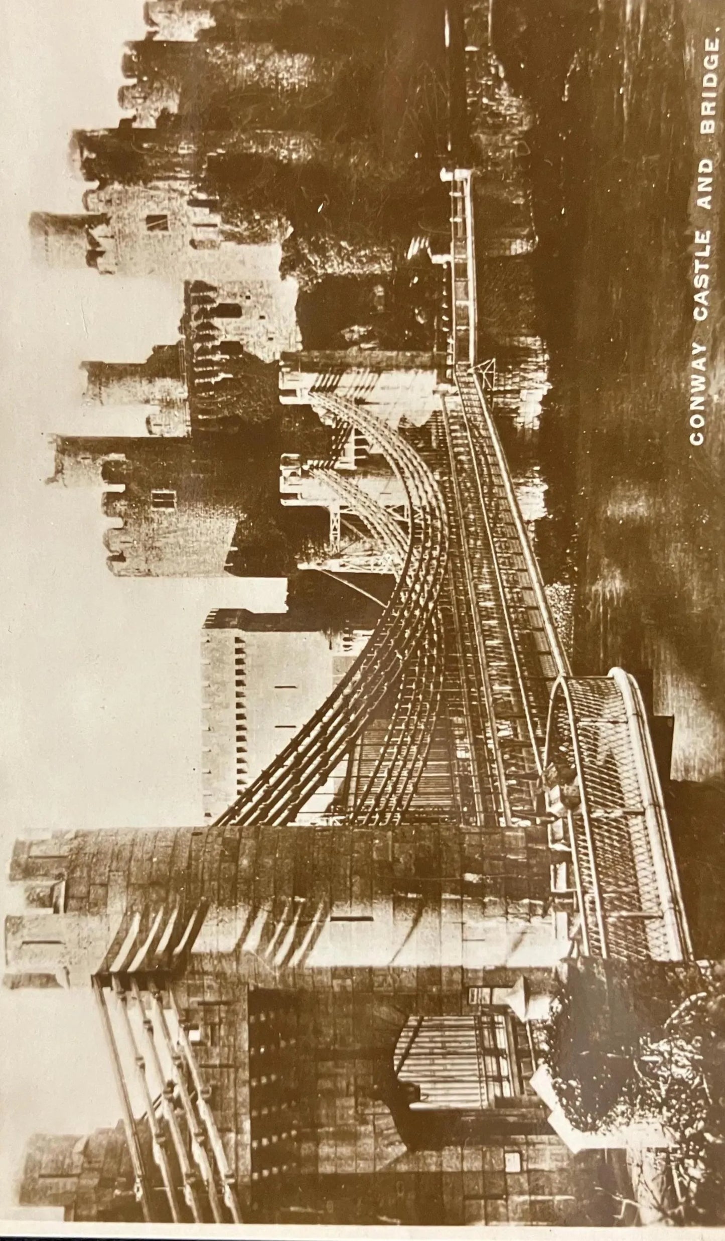 RPPC - Conway Castle and Bridge, England - Printed in Britain - Vintage International Postcard