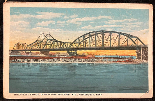 Interstate Bridge, Connecting Superior, Wisconsin and Duluth, Minnesota - Vintage Bridge Postcard