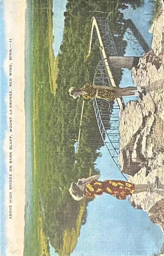 Above High Bridge on Barn Bluff - Mount La Grange - Red Wing, Minnesota - 1940s Postcard