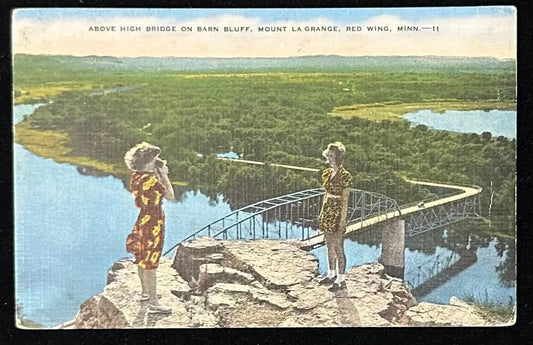 Above High Bridge on Barn Bluff - Mount La Grange - Red Wing, Minnesota - 1940s Postcard