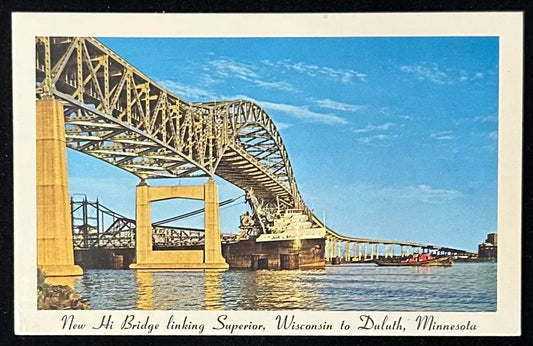 New Hi Bridge linking Superior, Wisconsin to Duluth, Minnesota - Vintage Postcard