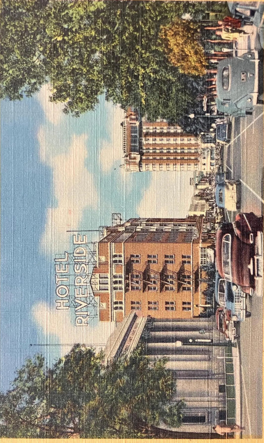 Virginia Street, Showing Washoe County Court House, Hotel Riverside and Hotel Mapes, Reno, Nevada - Vintage Hotel Postcard