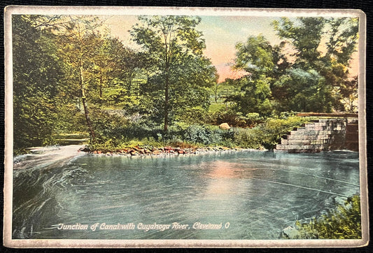 Junction of Canal with Cuyahoga River, Cleveland, Ohio - Vintage Postcard