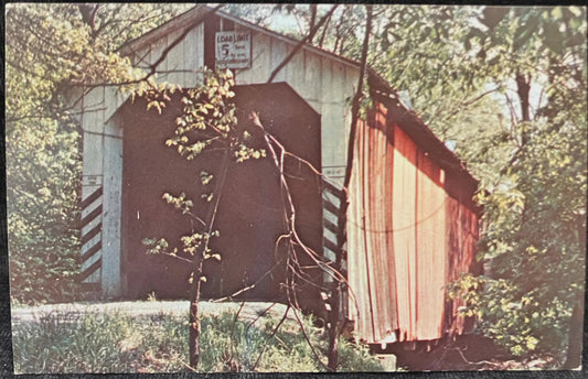 Belle Hall Bridge in Licking County, Ohio - Vintage Covered Bridge Postcard