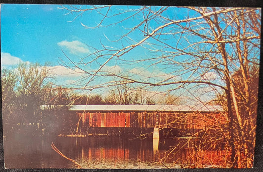 Fayette #3 Bridge or Deer Creek Bridge - Ohio - Photo: Ethel Johnson - Vintage Covered Bridge Postcard