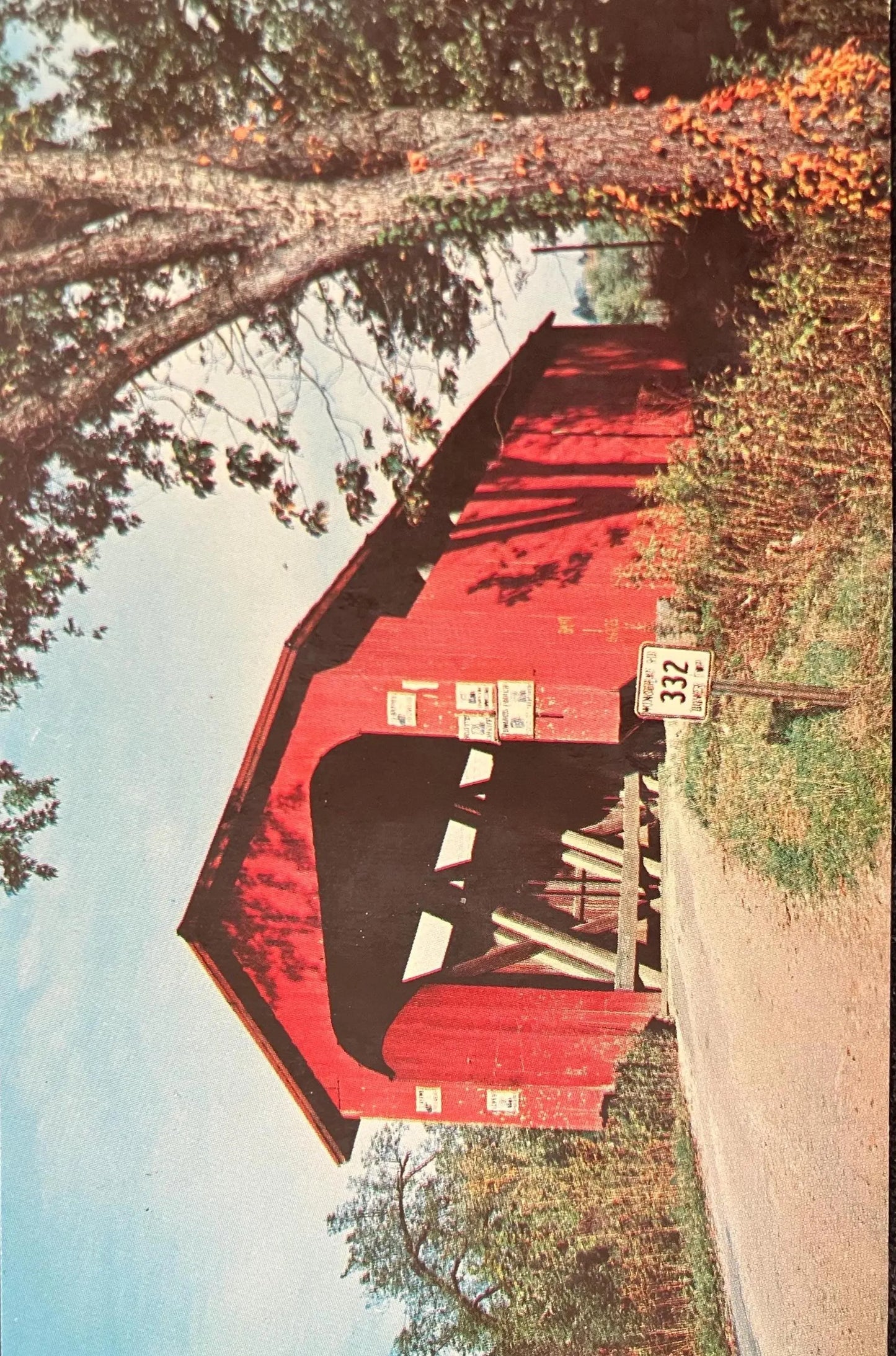 Covered Bridge in Athens County, Ohio - Dover Township Bridge - Photo: Floyd Hivnor - Vintage Covered Bridge Postcard