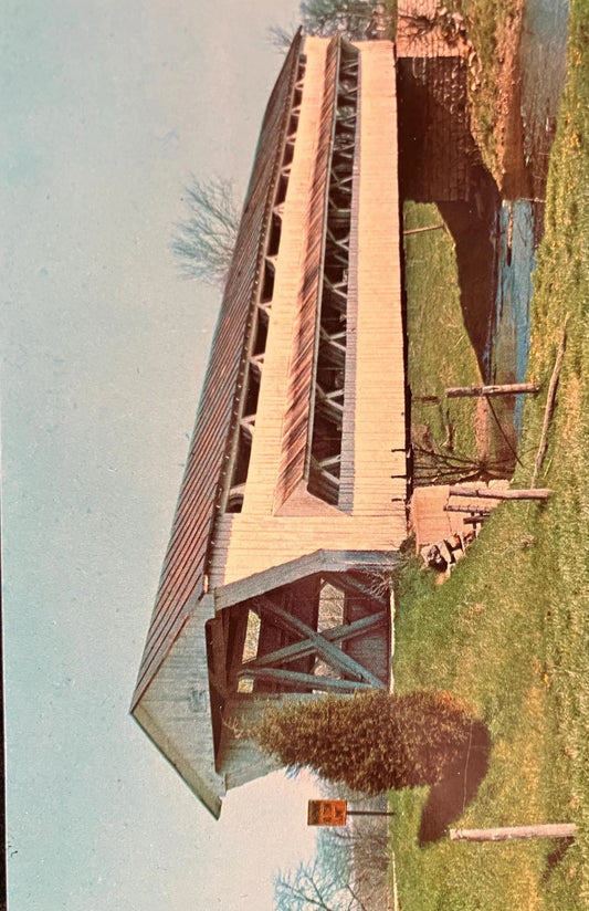 Covered Bridge near Milford Center, Ohio - Little Darby Creek Bridge - Photo: Floyd Hivnor - Vintage Covered Bridge Postcard