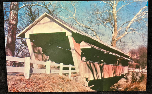 Basil Covered Timer Crossing, in Fairfield County, Ohio - McCleery Bridge - Photo: Alice Dillon - Vintage Covered Bridge Postcard