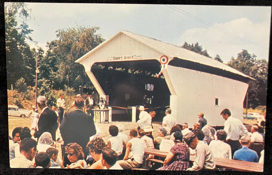 Dixon's Branch Bridge in Treble County, Ohio - Civitan Park Bridge - Photo: Chas. M. Schlofner - Vintage Covered Bridge Postcard