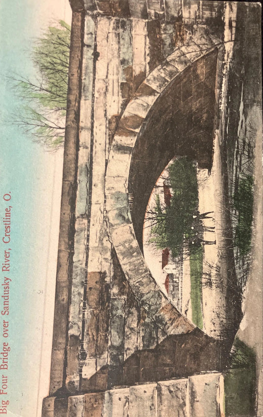 Big Four Bridge over Sandusky River, Crestline, Ohio - Vintage Bridge Postcard