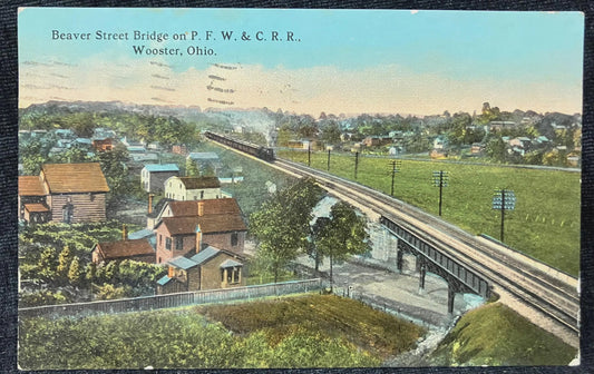 Beaver Street Bridge on PFW. & CRR., Wooster, Ohio - Vintage Bridge Postcard