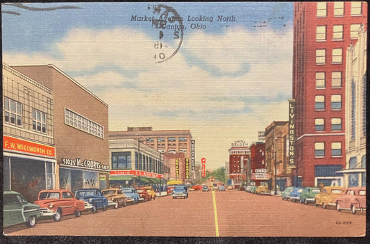Market Avenue Looking North, Canton, Ohio - Vintage Postcard