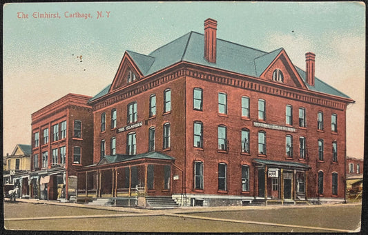 The Elmhirst, Carthage, New York - Made in Germany - Vintage Hotel Postcard
