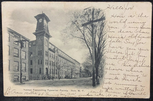 Yetman Transmitting Typewriter Factory, Ilion, New York - Made in Germany - Vintage Postcard