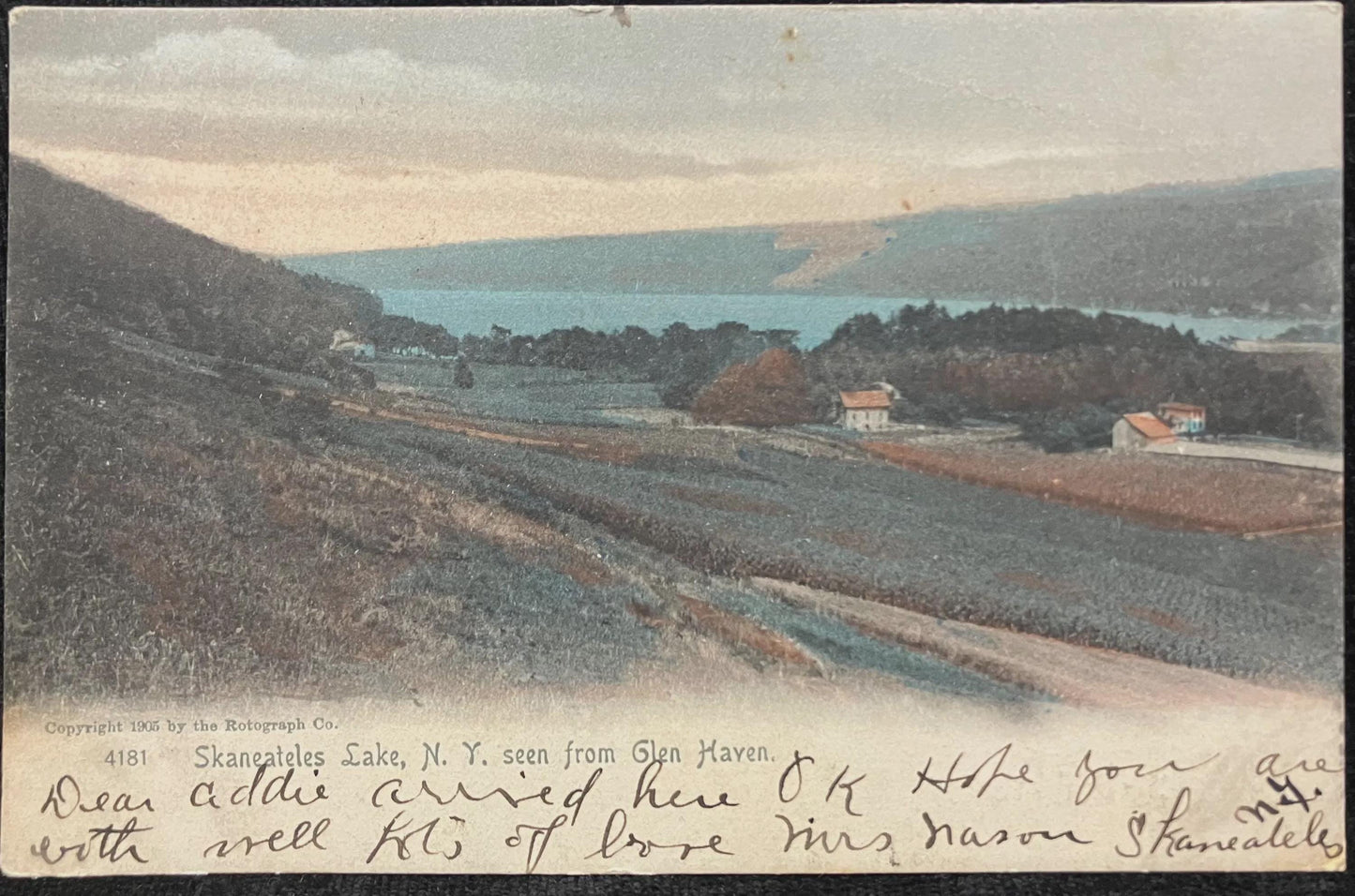 Skaneateles Lake, New York seen from Glen Haven - Copyright 10-5 by the Rotograph Co. - Made in Germany - Vintage Postcard