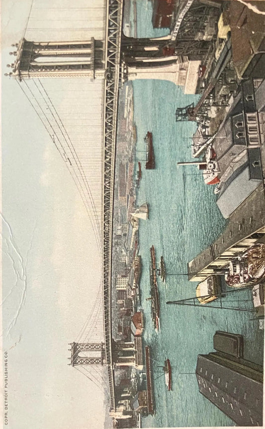 The Manhattan Bridge, New York and Brooklyn - Copr. Detroit Publishing Co. - Vintage Bridge Postcard