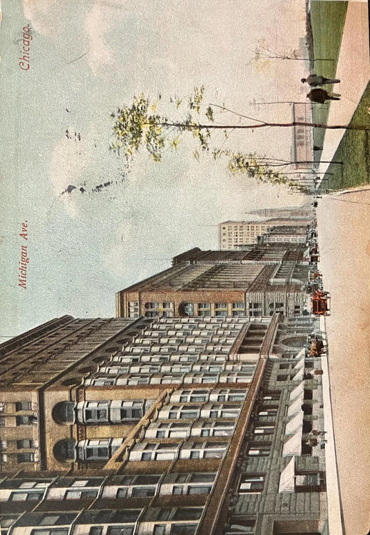 Michigan Ave. - Chicago, Illinois - Made in Germany - Vintage Postcard
